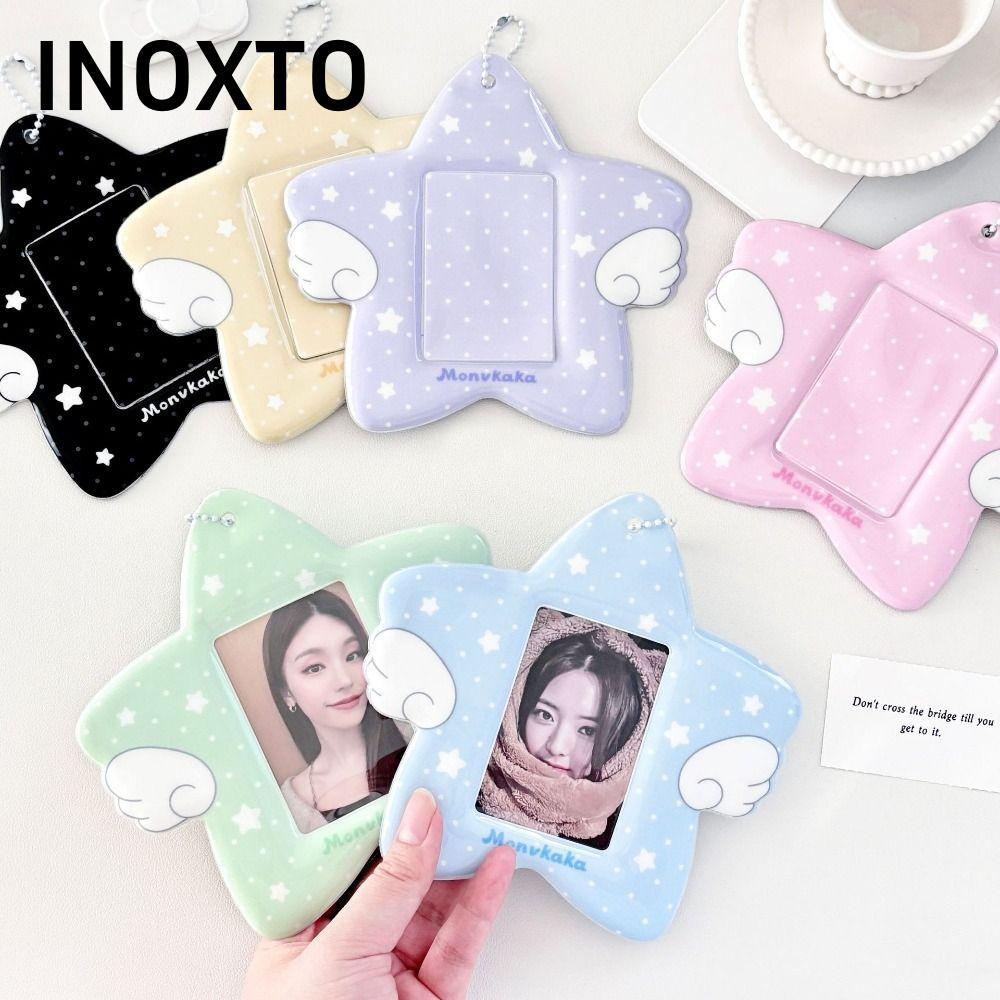 Hộp đựng thẻ 3 Inch INOXTO, Hộp đựng thẻ thần tượng Kpop Giá đỡ thẻ ảnh PVC, Họa tiết cánh có móc kh