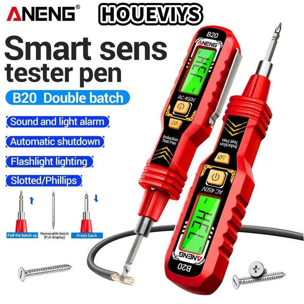 Máy dò điện áp HOUEVIYS, Bút kiểm tra điện áp báo động hai đầu, Màn hình kỹ thuật số ANENG B20 30-10
