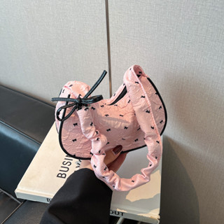 Xuyên Biên Giới Nhỏ Nơ Tươi Túi Nách Một Vai Nữ 2025 Hợp Thời Trang Phong Cách Mới Ngọt Ngào Xếp Ly Túi Đeo Vai Di Động