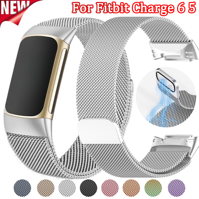 Dây đeo vòng Milanese cho Fitbit Charge 6 5 dây thép không gỉ từ tính cho vòng đeo tay Fitbit Charge