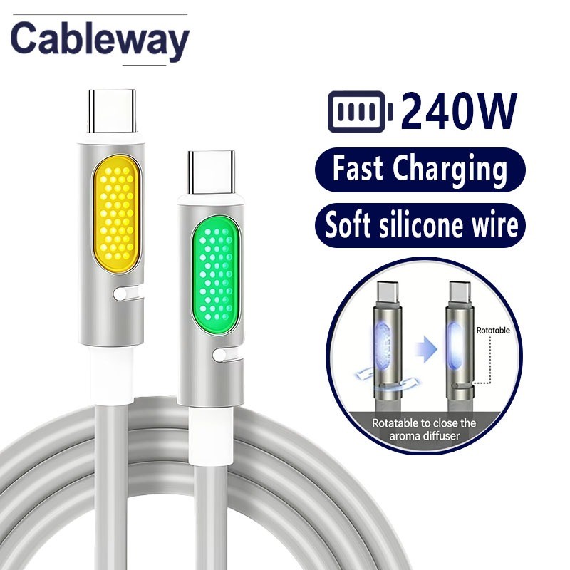 Cáp sạc nhanh mùi hương 60W USB C sang USB C có đèn thở thơm Cáp sạc thích hợp cho iOS 16 / 17