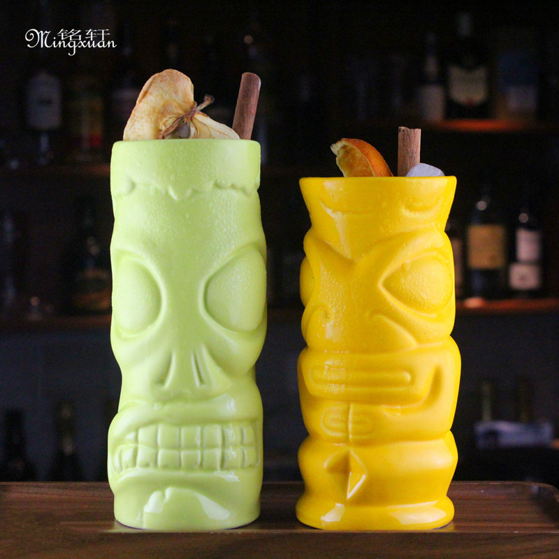 Mach TIKI TIKI Cocktail Glass Ceramic Hawaii Mask Glass Creative Bar Cocktail