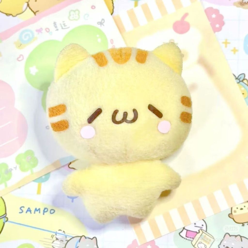Kaomoji Cat Màu vàng Kitten Búp bê bông Anime Thú nhồi bông Phụ kiện treo Phụ kiện Dễ thương Phong c