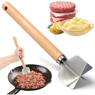 Máy Xay Thịt Inox 304, Máy Xay Thịt Bò 6 Mảnh Cấp Thực Phẩm Khoai Tây Máy Nghiền Hamburger Smasher Dụng Cụ Nấu Ăn Nhà Bếp Rau Puree 11 ''