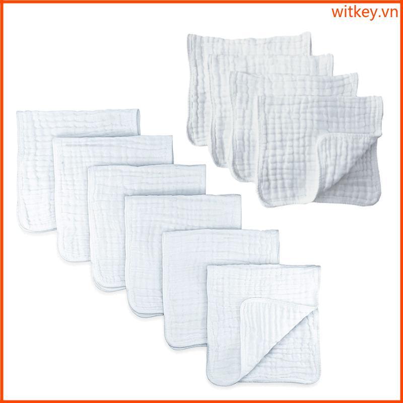 WIT Muslin Vải ợn Vải Muslin Nhỏ Vuông Bé Gái 6 Gói Trắng