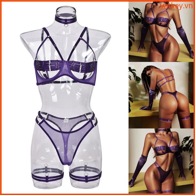 WIT Bộ Đồ Lót Nữ Có Dây Choker và Chi Tiết Cut-Out Open Cup