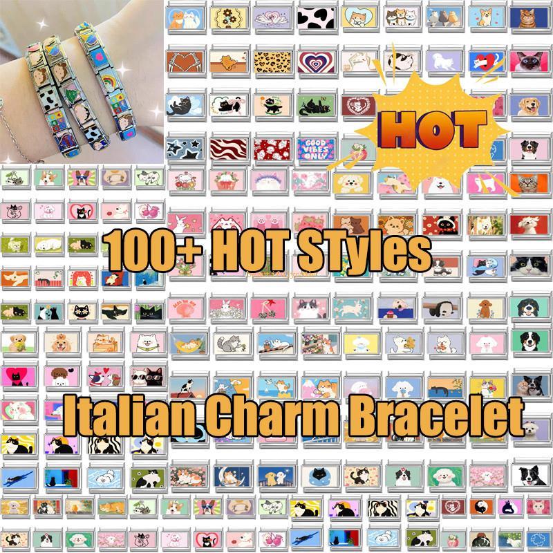Italian Charm Bracelet Fashion Happy Samoyed Dogs Cats Panda Italian Charm Fit 9mm Stainless Steel W