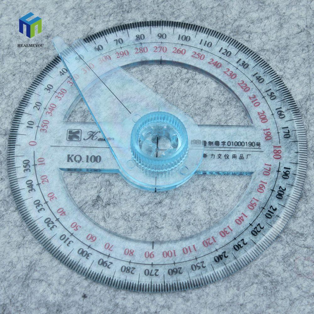 HEALMEYOU Goniometer 360 Độ Xoay Bền Toán Học Đồ Dùng Học Tập Văn Phòng Con trỏ Góc Thước