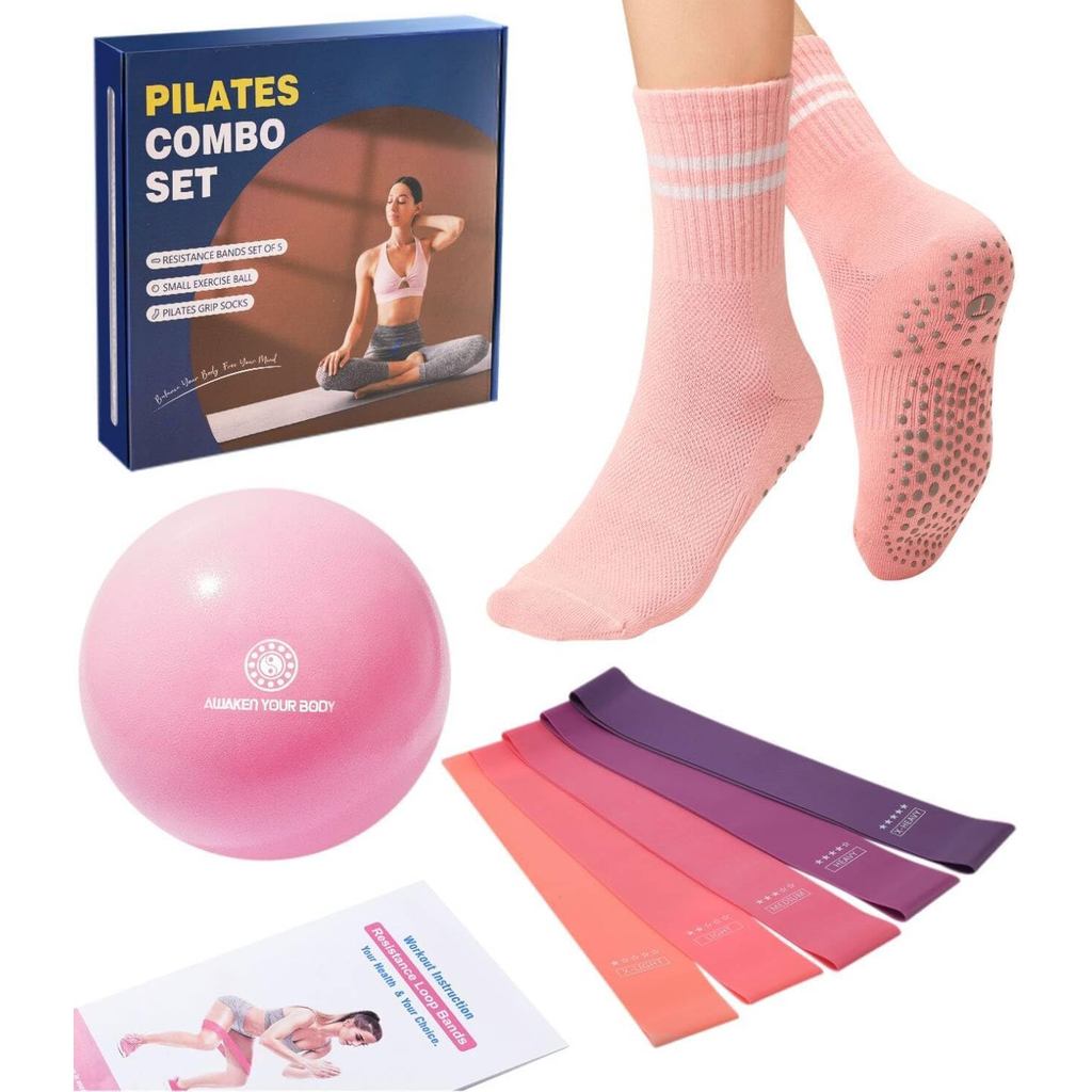 Pilates Ball Resistance Bands Grip Socks Barre Set, Vòng tập thể dục 5 cấp độ, Bóng tập Yoga nhỏ 9 I
