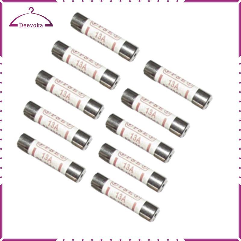 10x Cầu Chì Gốm Cầu Chì Ống BS1362 13A Điện Gia Đình Văn Phòng Chính Cắm