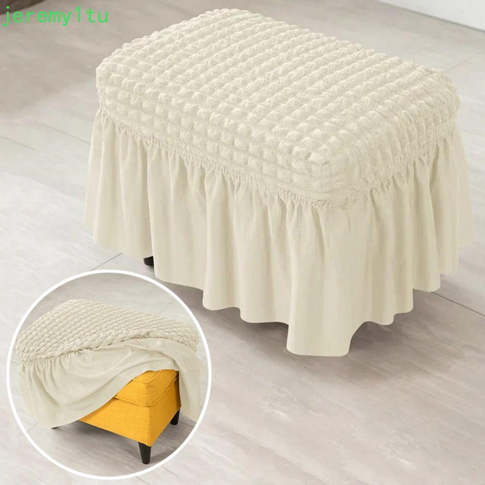 JEREMY Ottoman Cover, Màu Trơn Seersucker Ghế, Ghế Trang Trí Chống Bụi Co Giãn Đa Năng Ottoman Bảo V