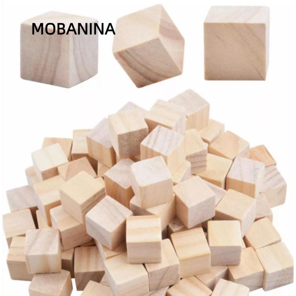 MOBANINA 100 Khối Gỗ, Khối Gỗ Vuông Màu Gỗ, Gỗ Chưa Hoàn Thành 2cm Bề Mặt Mịn Chưa Hoàn Thành Bằng G