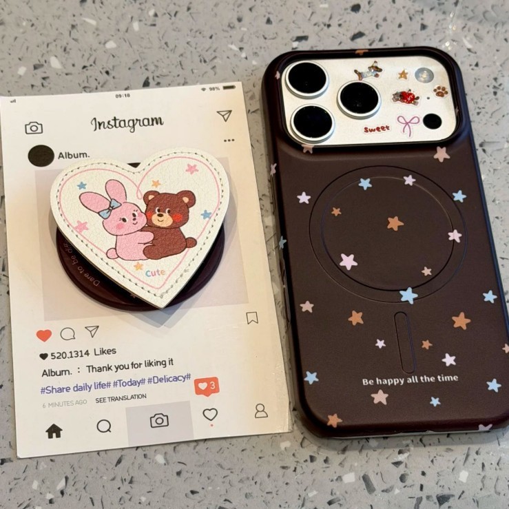 Sweet Bitter Nhiều Màu Sắc Ngôi Sao Có Gấu Thỏ Thích Hợp Cho Apple 17promax Ốp Điện Thoại iphone16 D