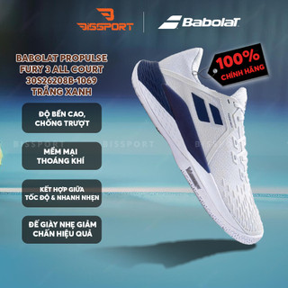 Giày Pickleball/Tennis Babolat Propulse Fury 3 All Court Men Chính Hãng - Trắng Xanh - Chống Lật Chân, Bám Mọi Sân, Êm
