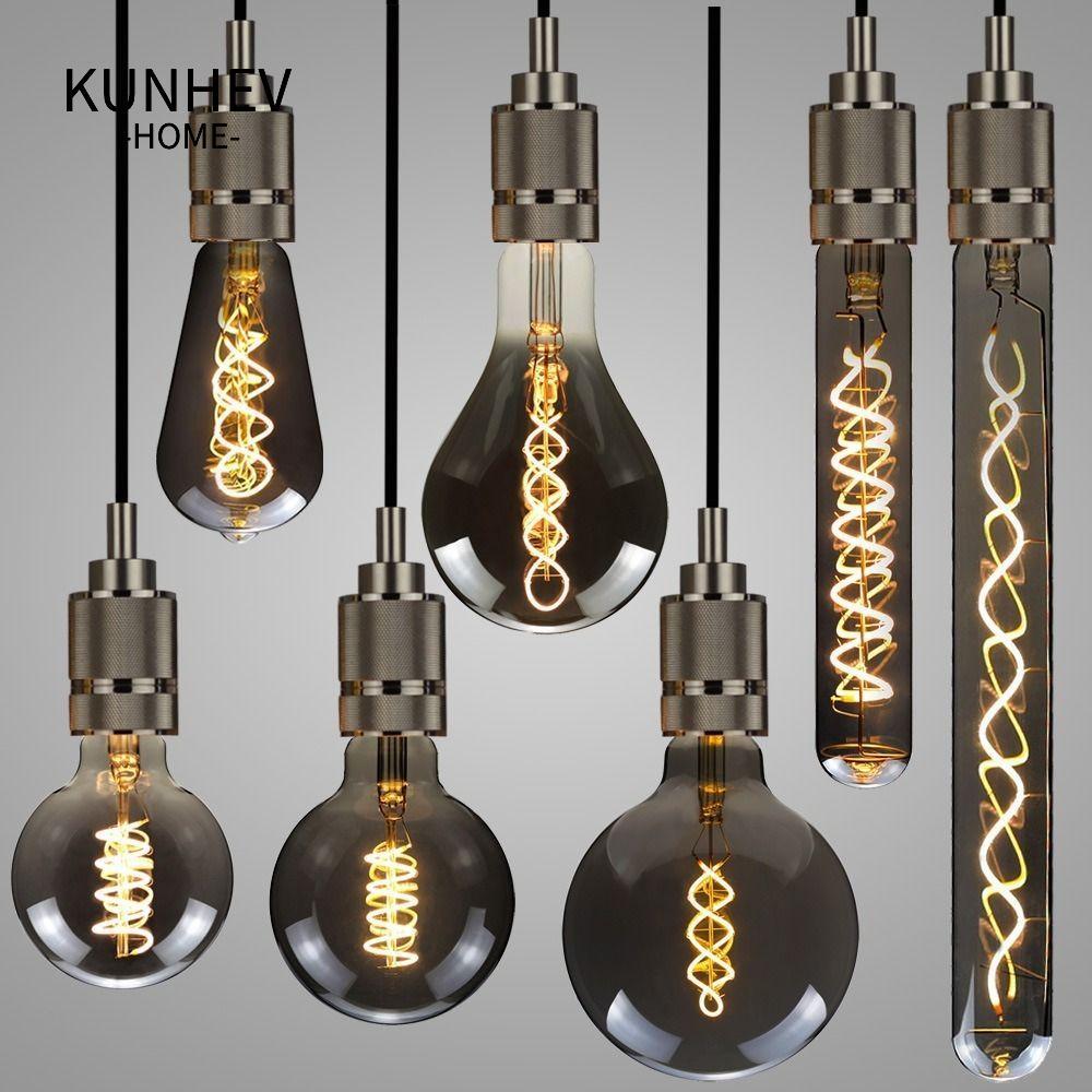 KUNHEV Vintage Retro Bóng Đèn, Dây Tóc Màu Xám Mạ Điện, Nóng E27 220V Edison Đèn Vít Đầu Nối Edison 