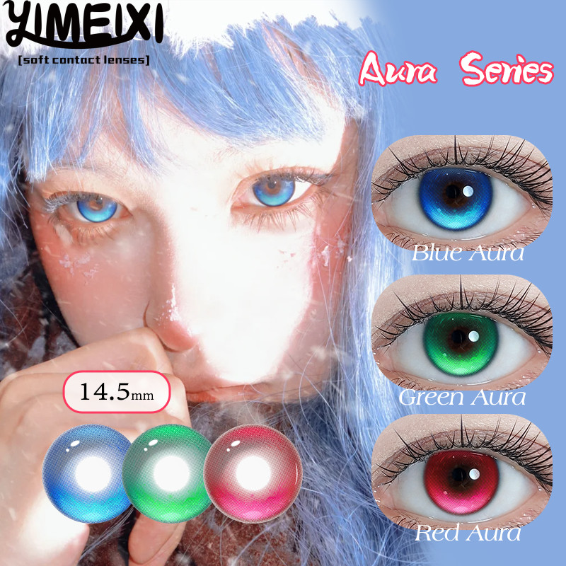 Kính áp tròng Yimeixi 2 chiếc Hàng mới 2026 14.5mm Dùng hàng năm Mềm mại quyến rũ Blue Aura Green Au