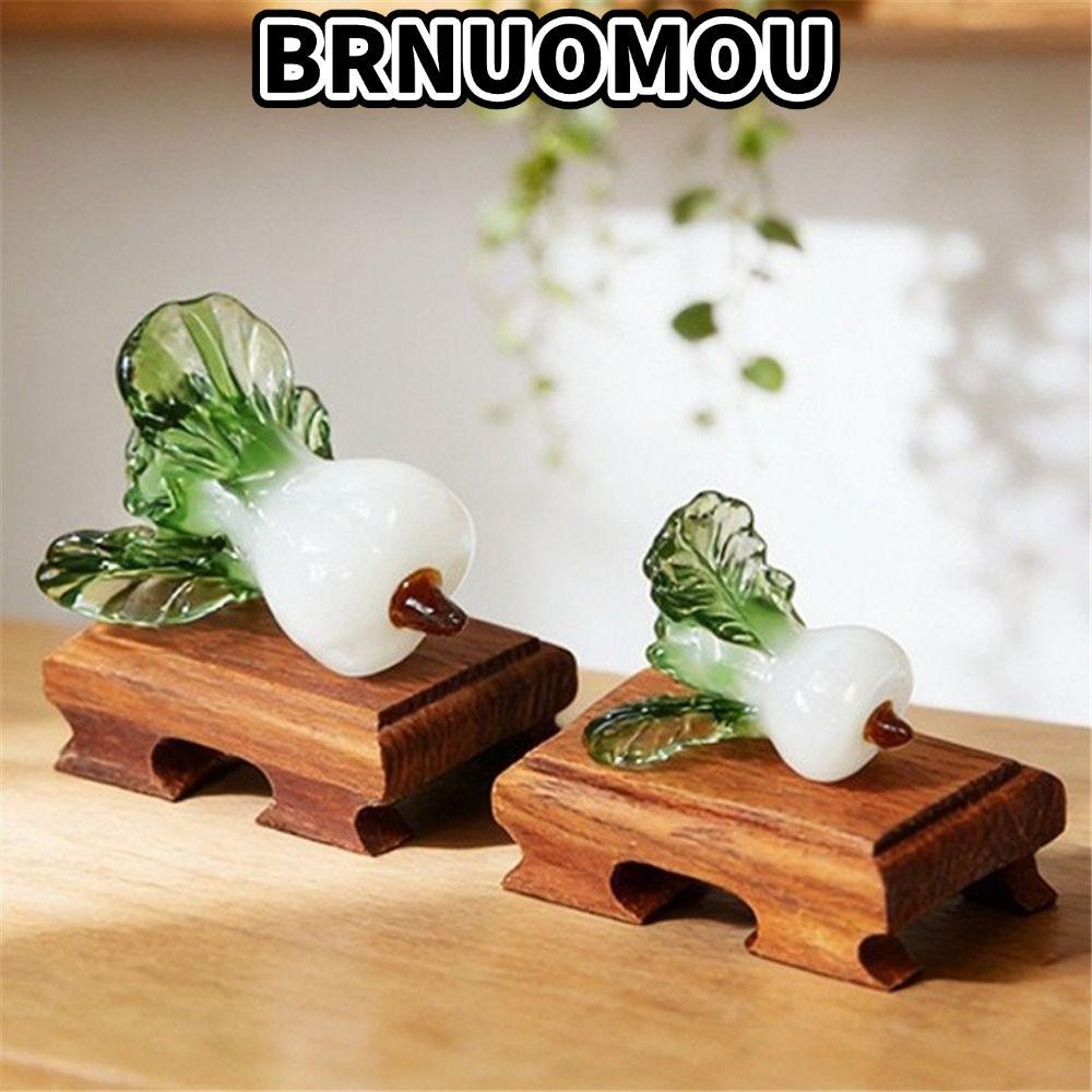 BRNUMOU Trang trí bàn làm việc pha lê, Kính thổi thịnh vượng Thiết kế kính Bok Choy, Bok Choy Shape 