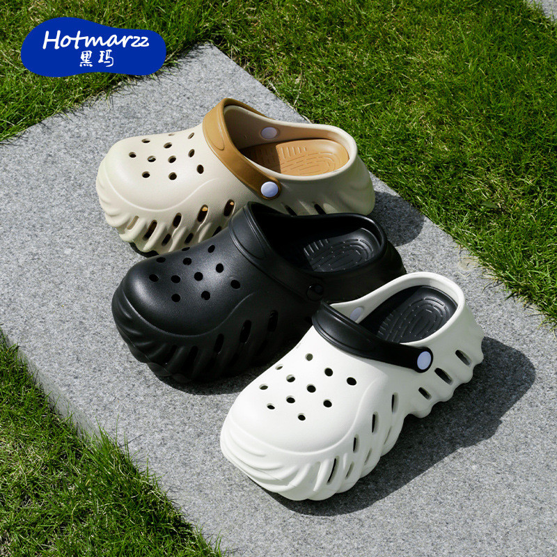 Hotmarzz Hotmarzz Lỗ Giày Nữ Baotou Dép Đi Biển EVA Dép Thoáng Khí Dép Hai Tay S