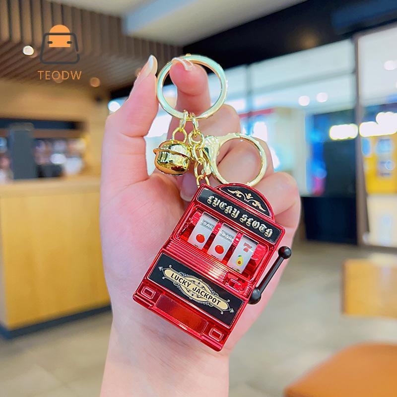 [TeOdw-t] Móc khóa mới Luy Japot Vintage Fruit Slot Machine Antistress Toy Key Chain Fun Creative Ca