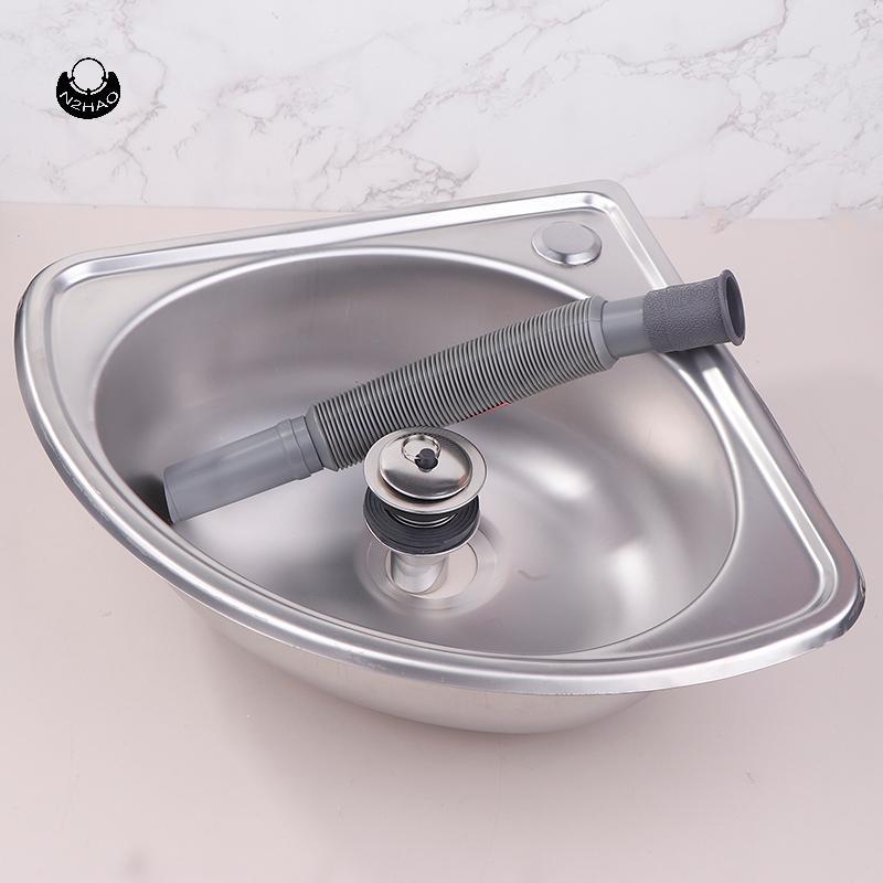 N2HAO RV Bồn Rửa Chén Phòng Tắm Không Gỉ Chậu Cắm Trại Góc Rau Motorhome Thanh Thép Nhỏ Bát Đơn Thả 