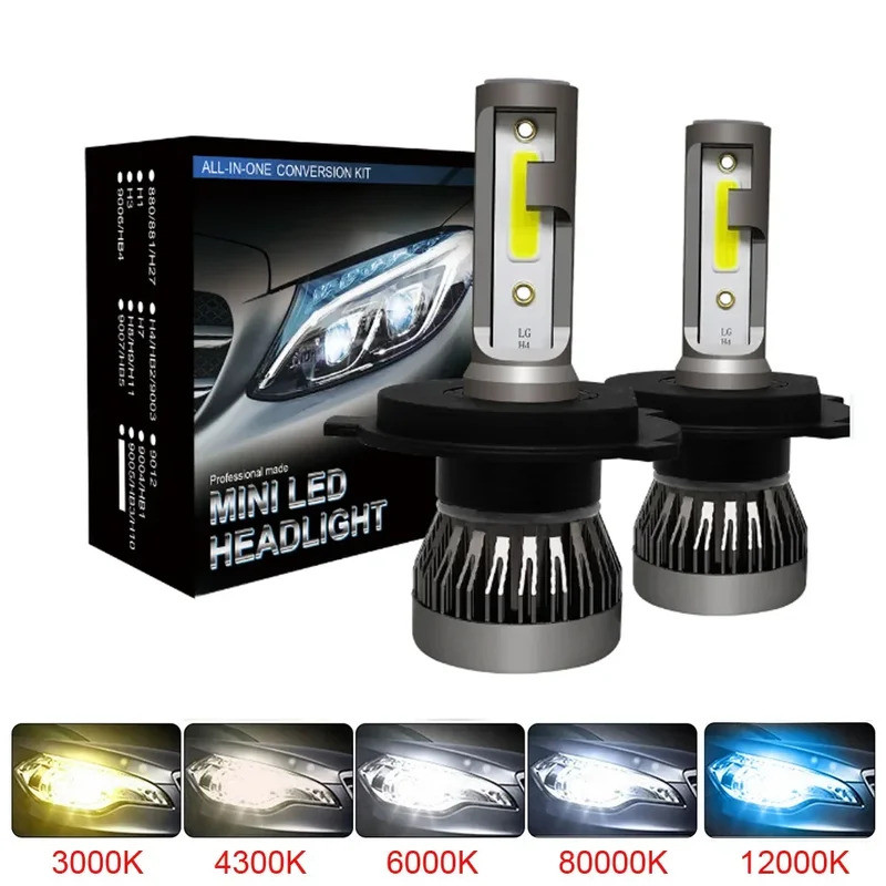 2 Chiếc LED H4 H7 Đèn Pha Ô Tô H1 Bóng Đèn LED H8 H11 9005 HB3 9006 HB4 9004 HB1 H3 HB5 H13 Đèn Led 