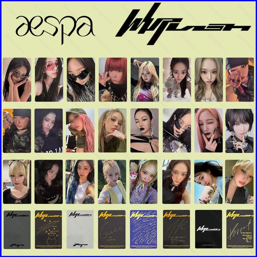 SV 4 Cái / bộ Aespa album mới Whiplash KARINA GISELLE WINTERNING thẻ ảnh hai mặt LOMO thẻ VS