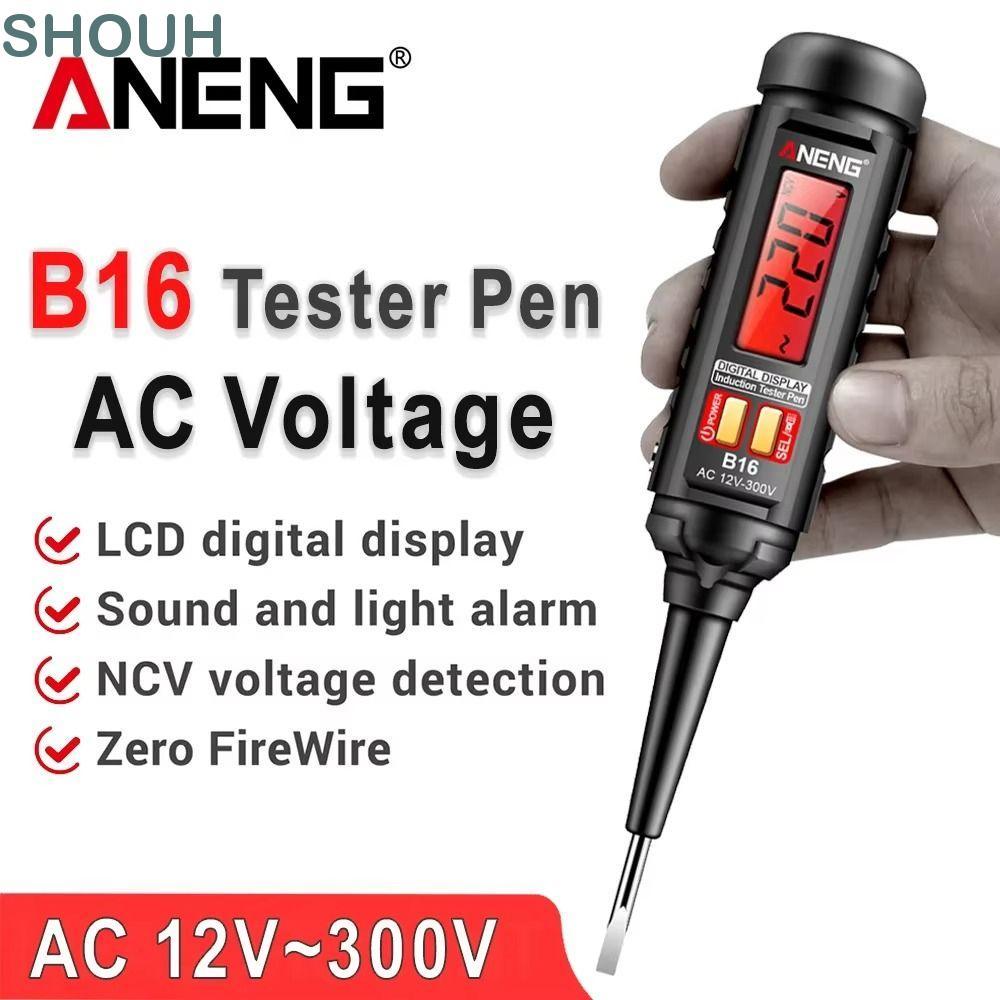 Máy dò điện áp SHOUH, Màn hình kỹ thuật số Bút kiểm tra điện áp cảm biến thông minh, ANENG B16 Máy k