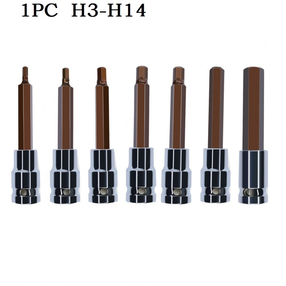 Bit ổ cắm lục giác bằng thép Chrome Vanadi lâu trôi cho H3 H4 H5 H6 H7 H8