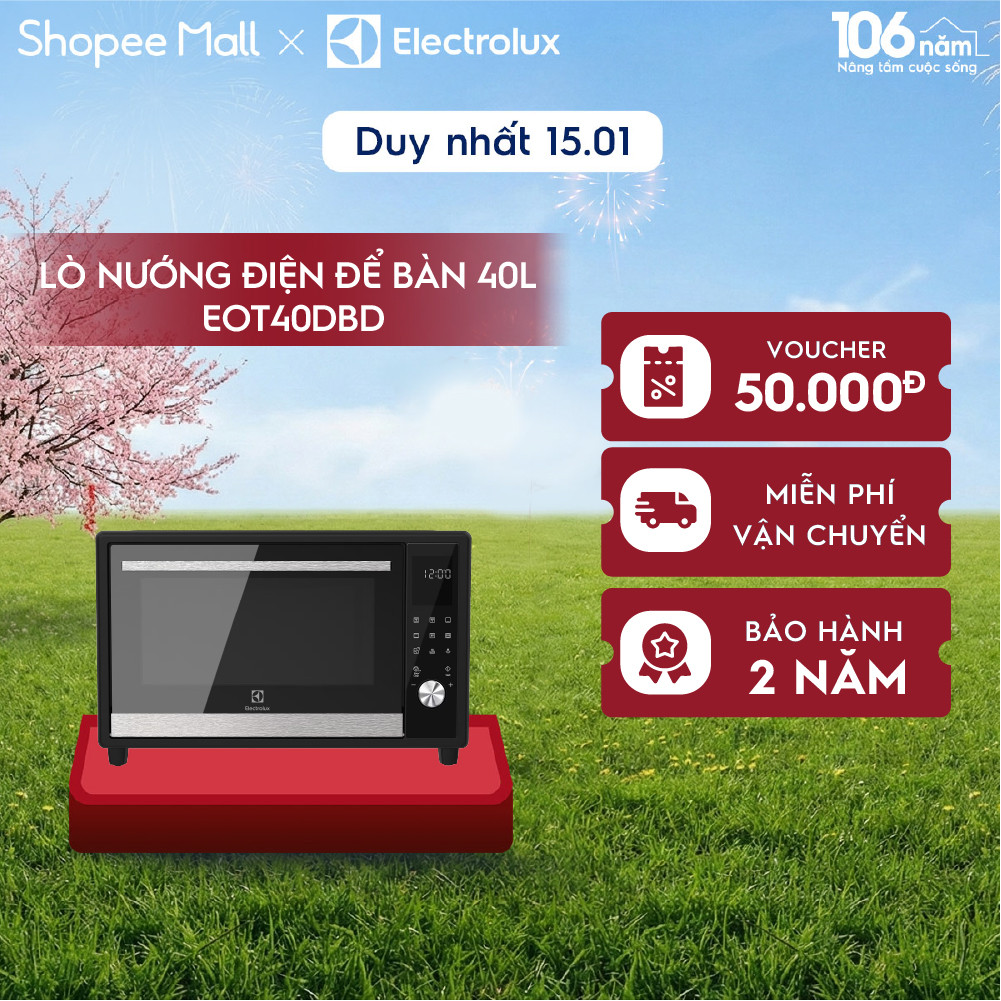 Lò nướng điện Electrolux EOT40DBD 40 lít, màu đen, công suất 2100W