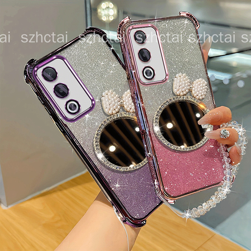Ốp Lưng Cho OPPO OPPO A3 Pro Vỏ Điện Thoại Kim Cương Nơ Trang Điểm Gương TPU Mềm Chống Sốc Vỏ Bảo Vệ