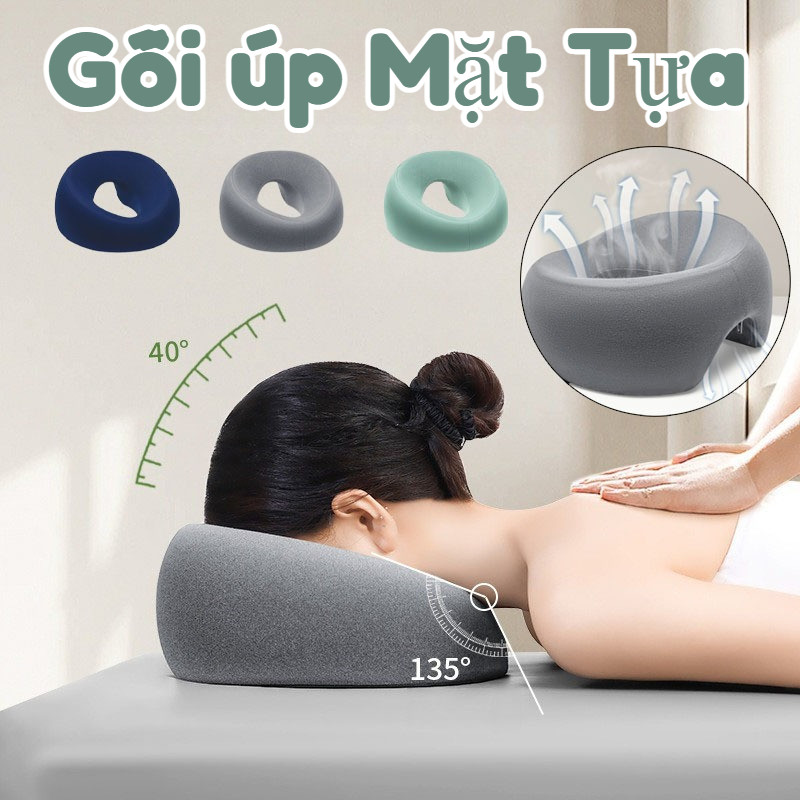 Gối úp Mặt Tựa đầu Công Thái Học,nhẹ Nhàng Với Da, Mềm Mại Và Thở Tốt,hỗ Trợ Massage Mặt & Cổ Toàn D