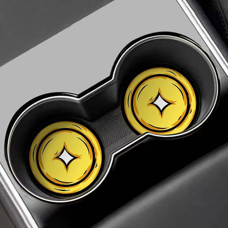 【Ready Stock】 Creative Copper Coin Pattern Rich Personality Car Coaster Car Decorative Pad Water Cup