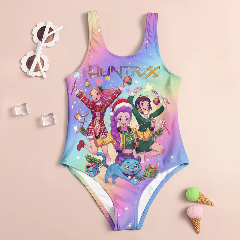 25-26 MINISO Giáng Sinh Vui Vẻ Huntrix Kpop Demon Hunter Người Lớn Trẻ Em Đồ Bơi Bé Gái Nữ Một Mảnh 