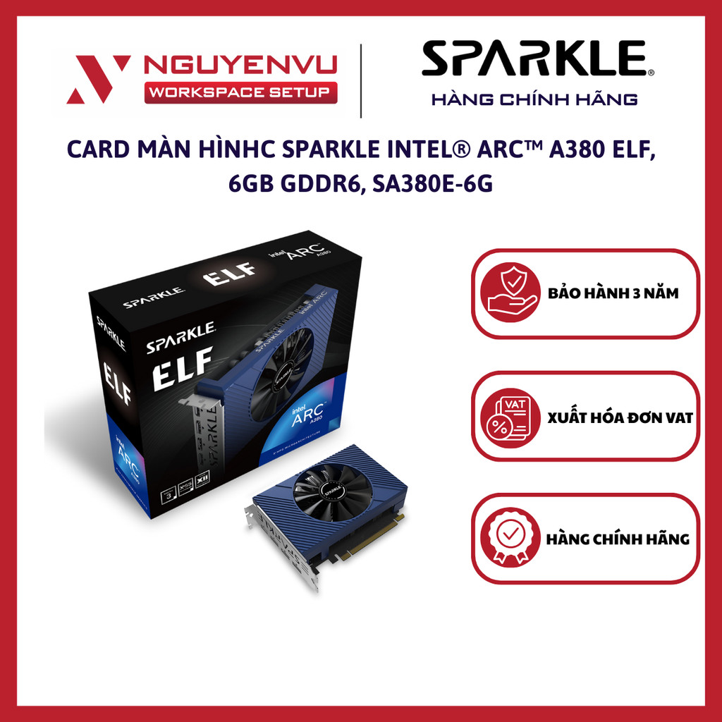 Card Màn Hình SPARKLE Intel® Arc™ A380 ELF - 6GB GDDR6 - SA380E-6G - Hàng Chính Hãng