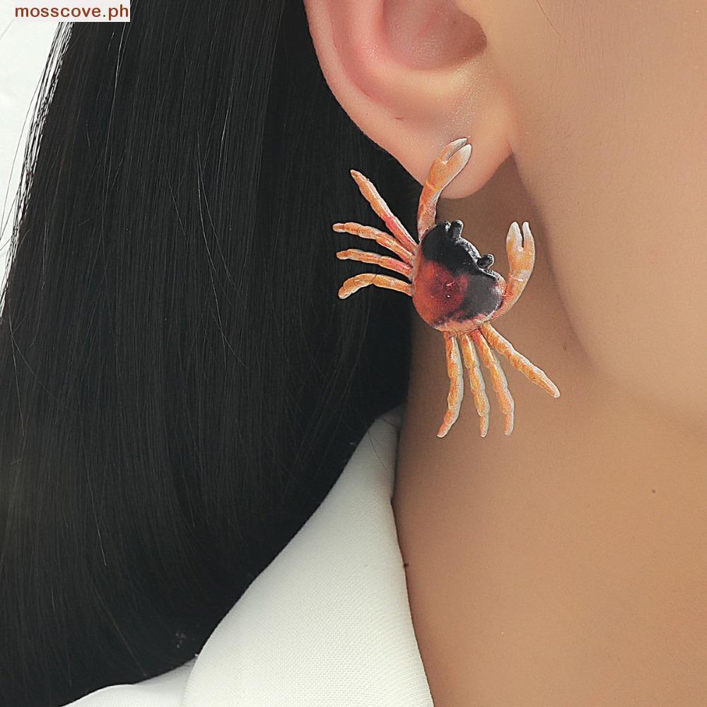 MOSCOVE​ Bông Tai Cua, Trang Sức Độc Đáo Bông Tai Cua Hồng, Hợp Thời Trang Màu Đỏ Vintage Sáng Tạo M