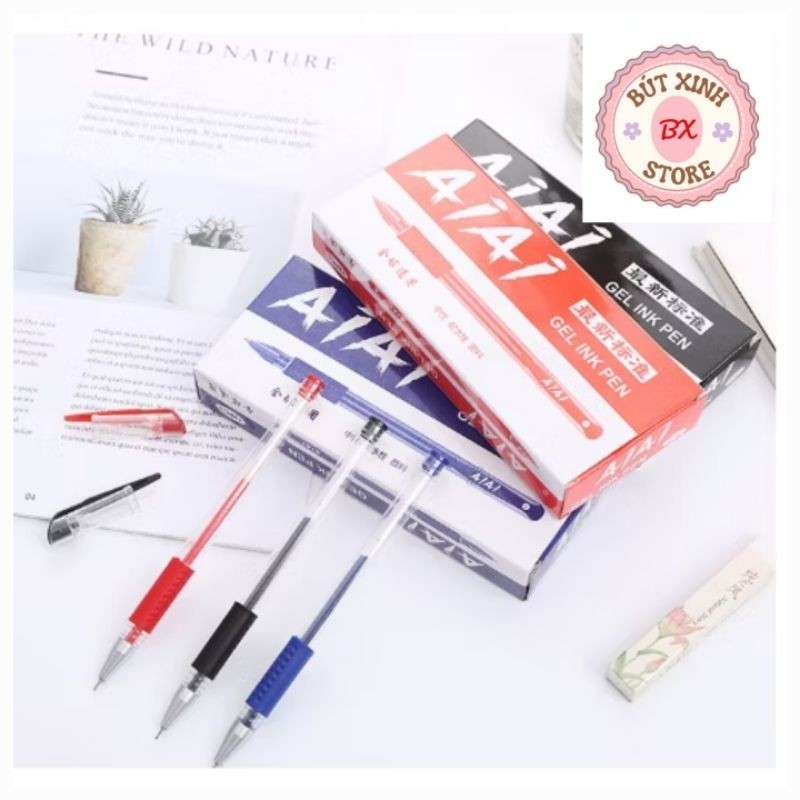 1 Cây Bút Bi Nước Mực Xanh, Đỏ, Đen AiAi
