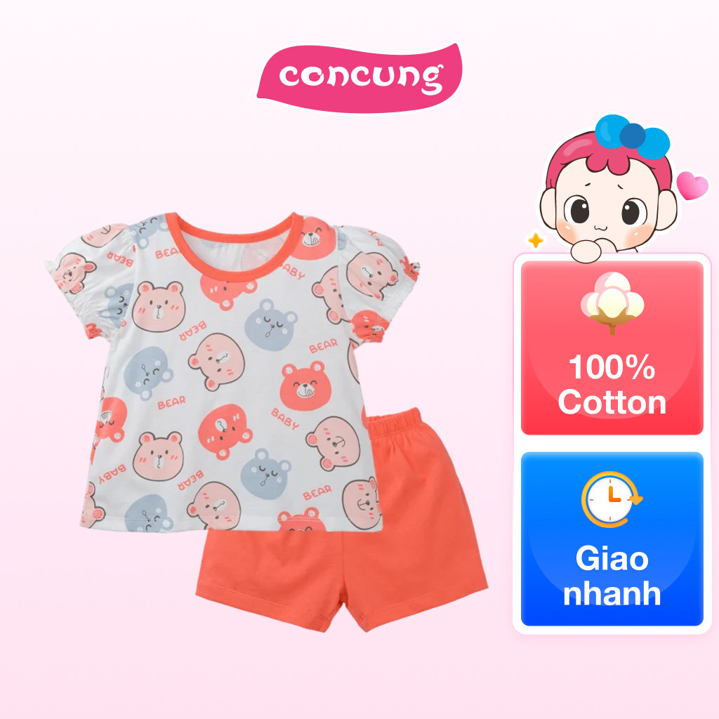 Bộ bé gái ngắn Animo Easy TX0625027 (3Y,Trắng-hồng,TT02)