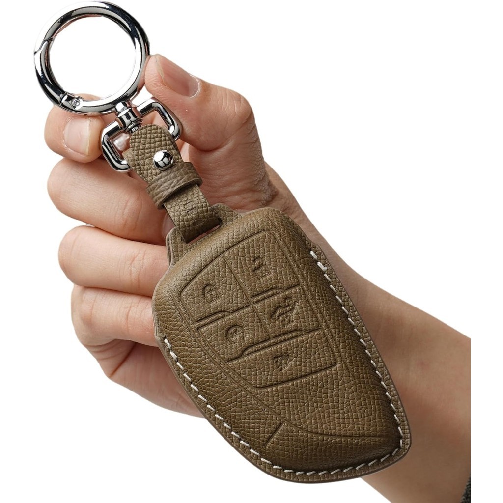 Vỏ bọc chìa khóa da thật cho 2021-2025 GMC Yukon, Chevrolet Suburban / Tahoe, Buick Keys (Kaki)