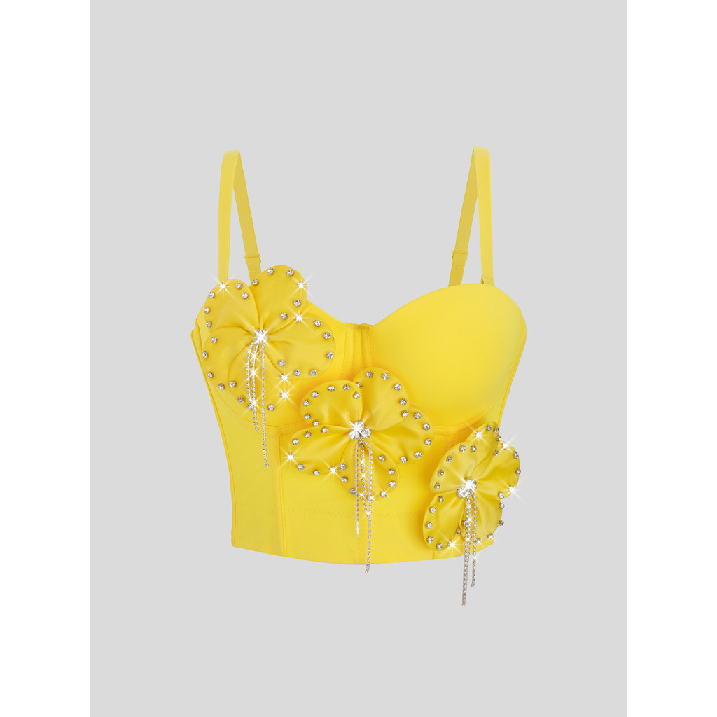 Corset Autumn Ba Chiều Đường Gold Fishbone Structure với Hoa Kim Cương