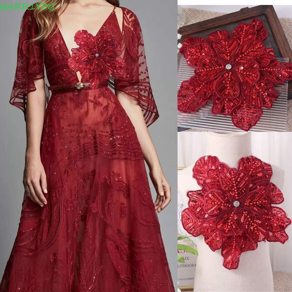 BARR1Y0G - Miếng Dán Quần Áo Trang Trí Hoa Nhiều Lớp và Sequin 3D, Size Lớn