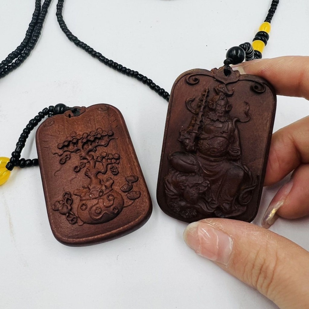 Tượng Lightning Ánh Sáng Ngày Mặt Dây Chuyền Gỗ Khắc Thần Tài Triệu Gongming Tượng Mặt Dây Chuyền Ma