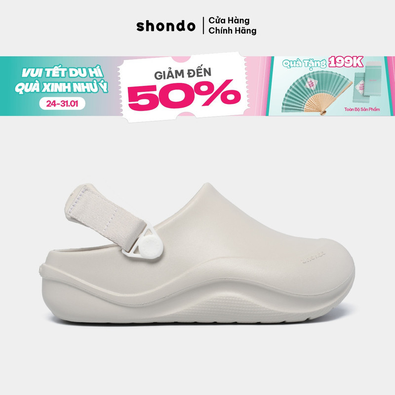 Giày Clog Unisex Suke Shondo Nhựa Đúc Đế Cao 4cm Màu Trắng SUK0009