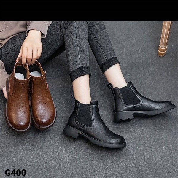 G400 Giày Chelsea Boot Nữ Da Bò Thật Gót Cao 4 Phân - Thiết Kế Trơn Trẻ Trung Màu Sắc Sang Trọng | L