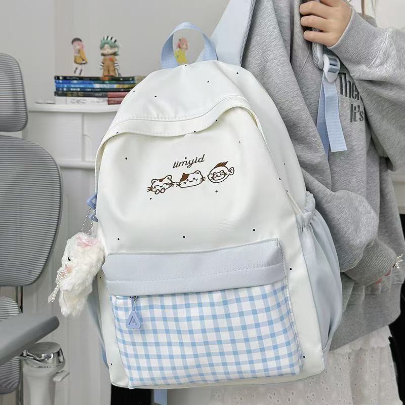 Ba lô màu kẹo dễ thương đa năng phong cách đại học cho học sinh trung học cơ sở và trung học phổ thông túi đeo vai lớn