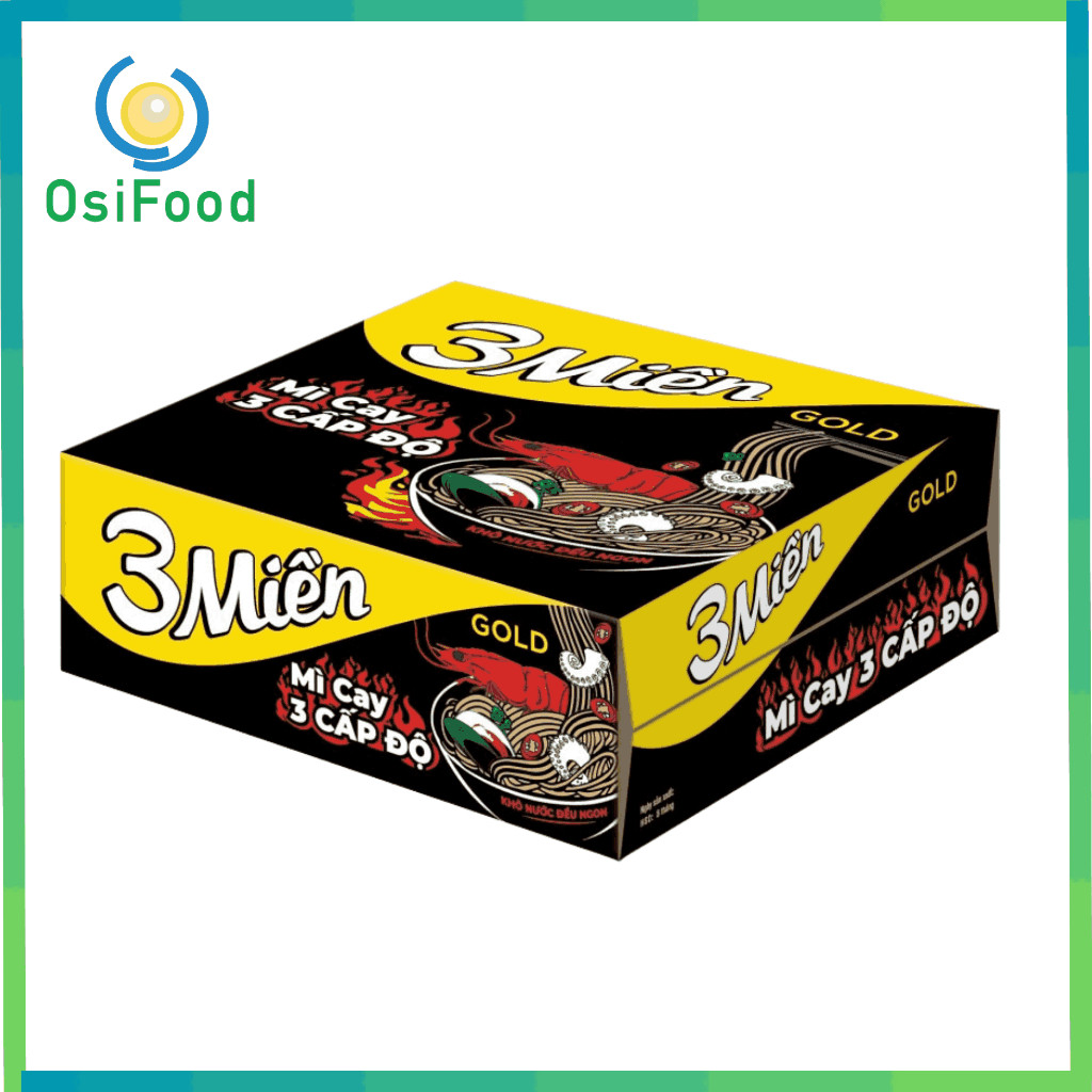 Mì 3 Miền Gold Chua Cay 3 Cấp Độ 75Gr (30 Gói)_Thùng