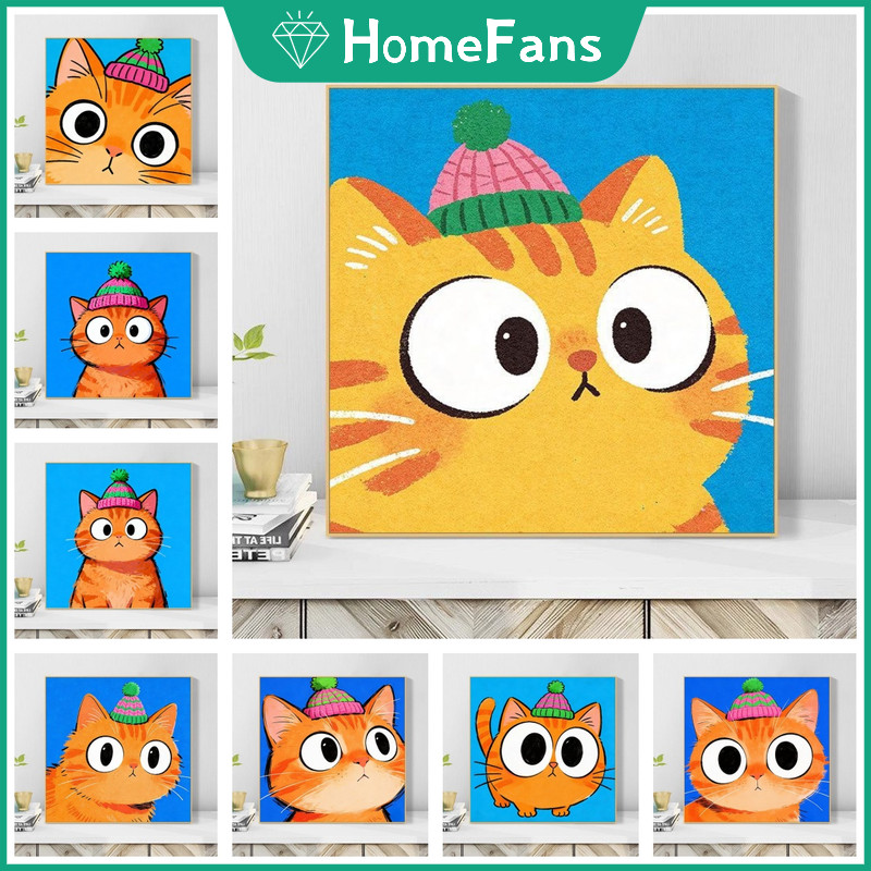 [HF] Kitten Photo Diamond Painting Kit Comic Art Cross Stitch Kit Treo tường trang trí Thích hợp để 