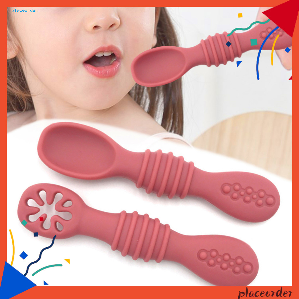 [PO] Thìa Ăn Cho Trẻ Sơ Sinh Thìa Silicon Cho Bé 2 Chiếc Thìa Ăn Cho Bé Hai Đầu Silicon Muỗng Dưỡng 