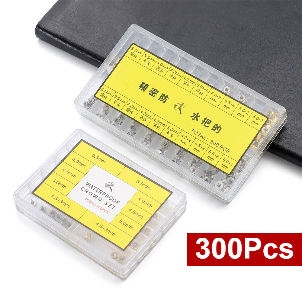 300 Chiếc Đồng Hồ Chống Thấm Nước Vương Miện Vàng Bạc Thép Không Gỉ Đồng Hồ Một Phần Thay Thế 3.5mm 