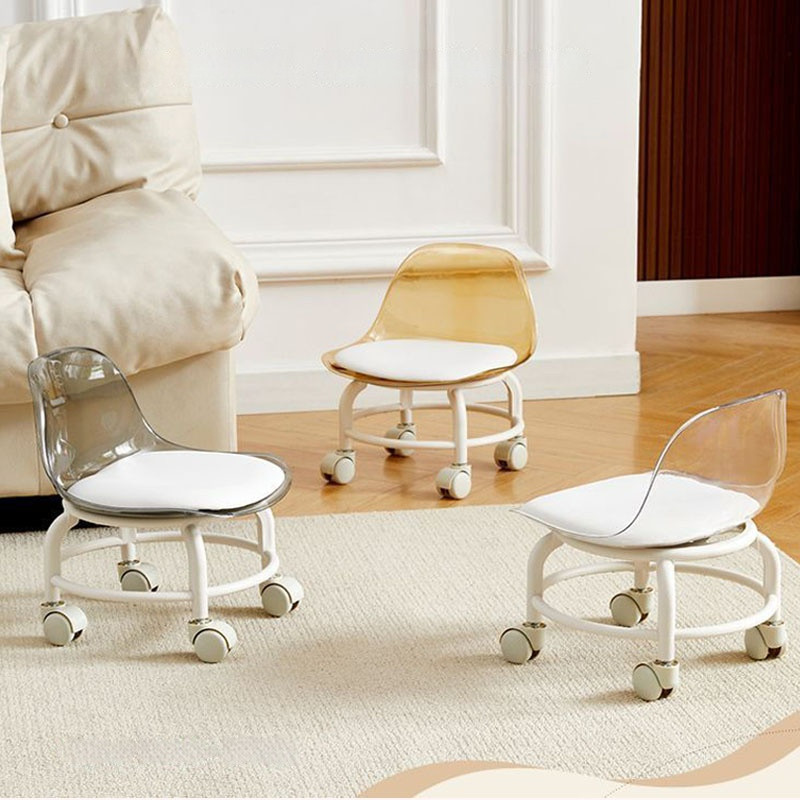 Acrylic stool silent transparent universal wheel children's toddler home stool with baby small chair