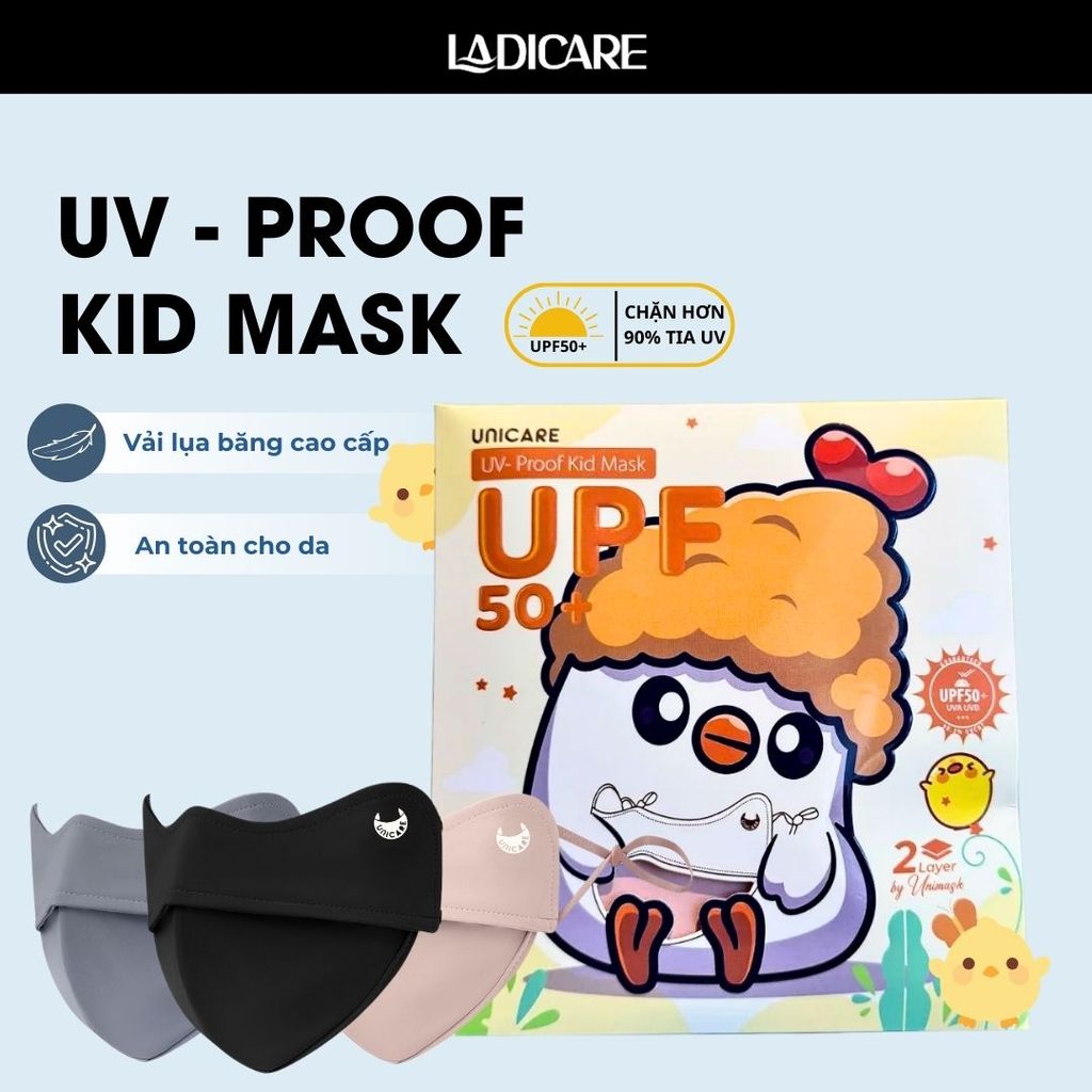Khẩu trang trẻ em Proof KID Mask UNICARE 3 - 12 tuổi - Chất liệu vải lụa cao cấp